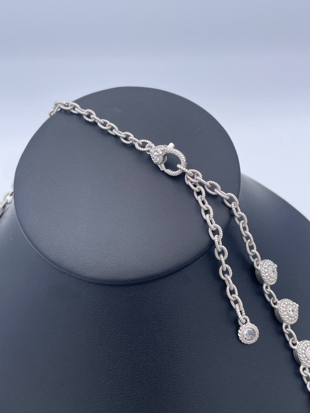 Judith Ripka Sterling Silver CZ Drop Link Necklace 925 Thailand Collectible - Picture 9 of 10